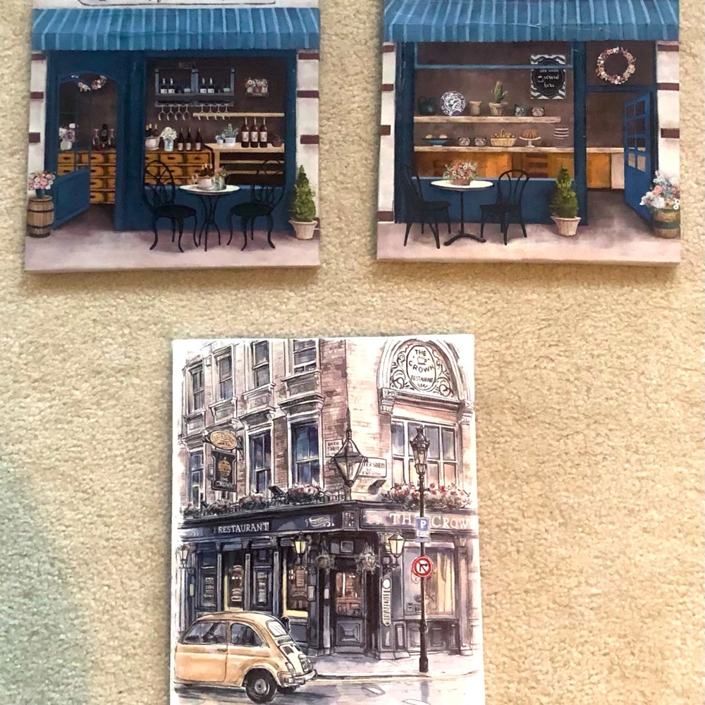 Canvas Painted Wall Pictures- Set of 3. NEW!